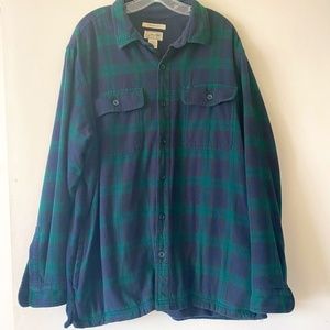 LLBean Men’s cozy plaid fleece lined flannel shirt